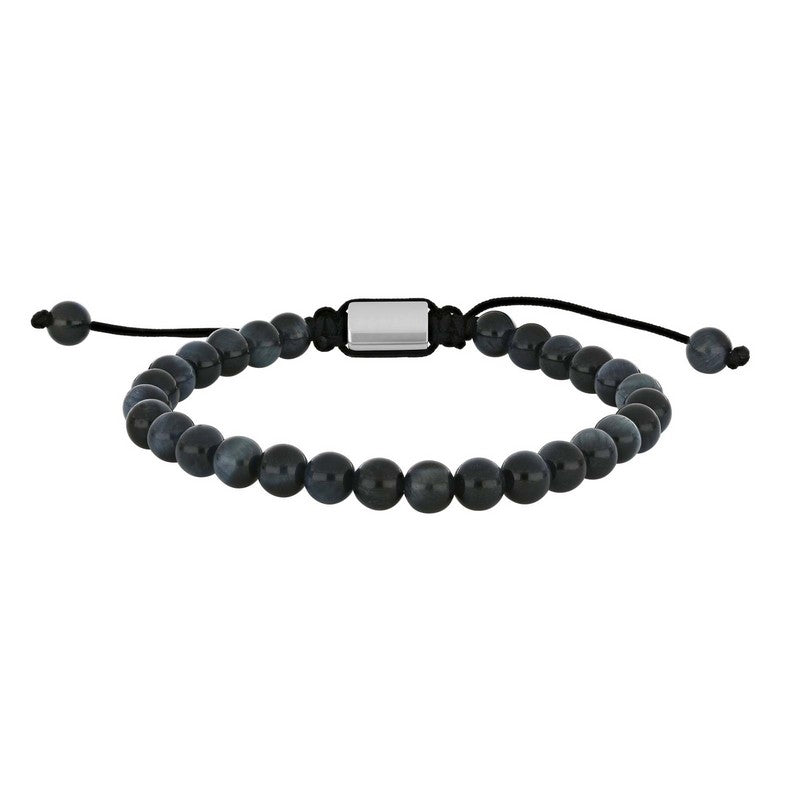 Son of Noa armbånd fra Nordahl Andersen med 6 mm blå tigerøje perler og justerbar snor.